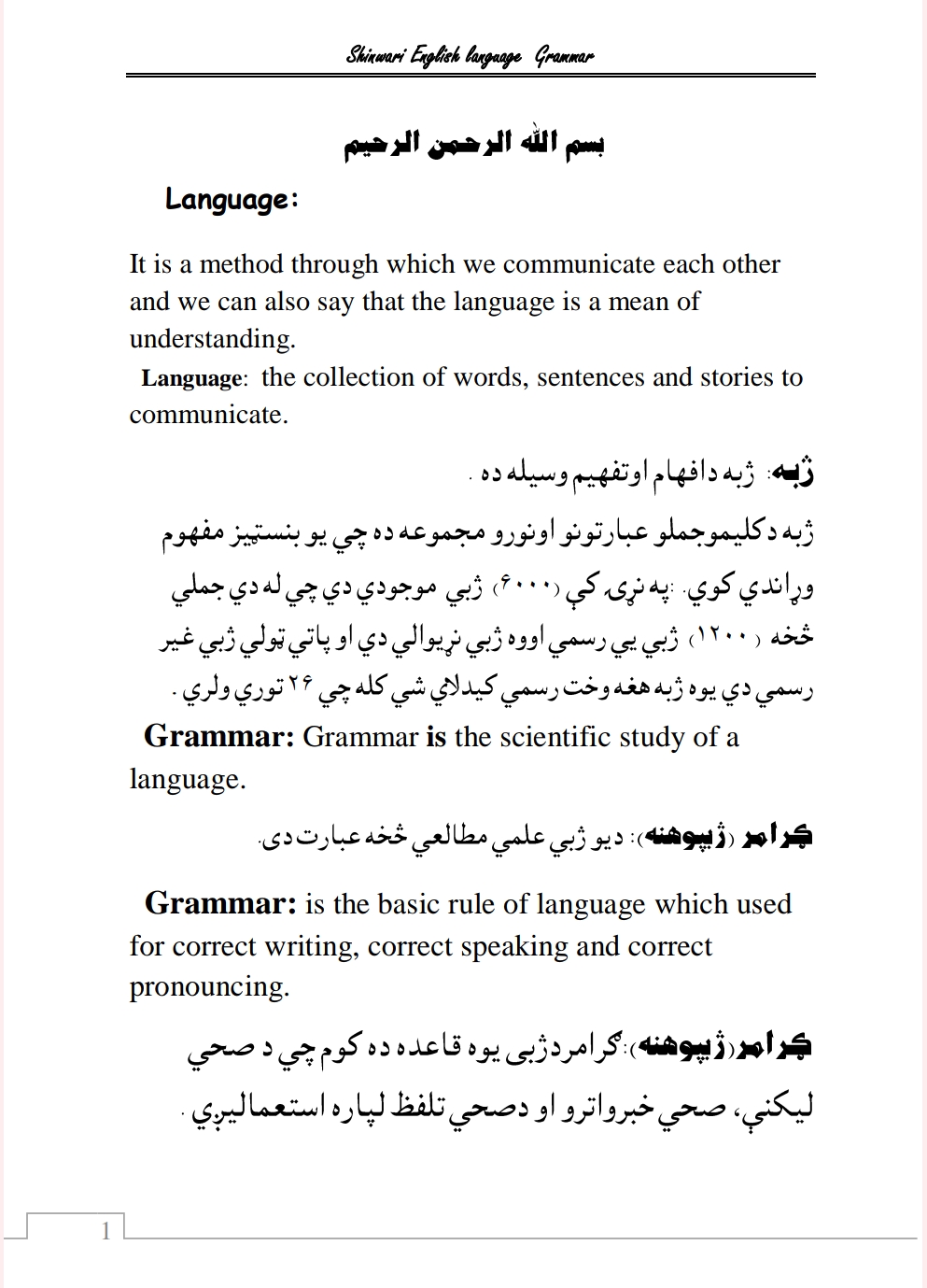 انګليسي ګرائمر په پښتو ژبه